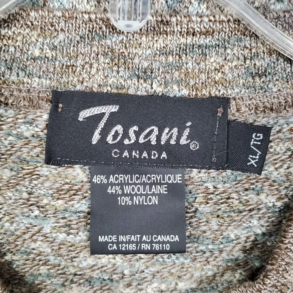 Vintage Tosani Canada Sweater Mens XL Taupe Gray Wool Blend‎ Oversized Grandpa